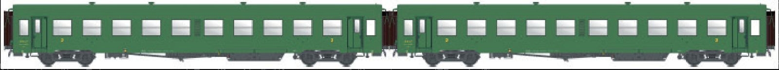 L.S. Models MW40021 - H0 - 2-tlg. Set Personenwagen U60, 2.Kl., SNCF, Ep. III